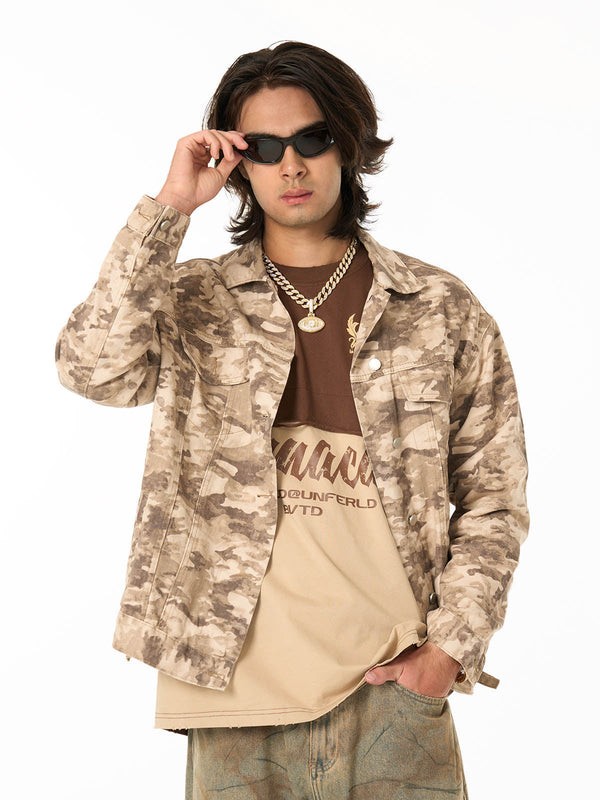 Veste de travail en jean camouflage à multiples poches