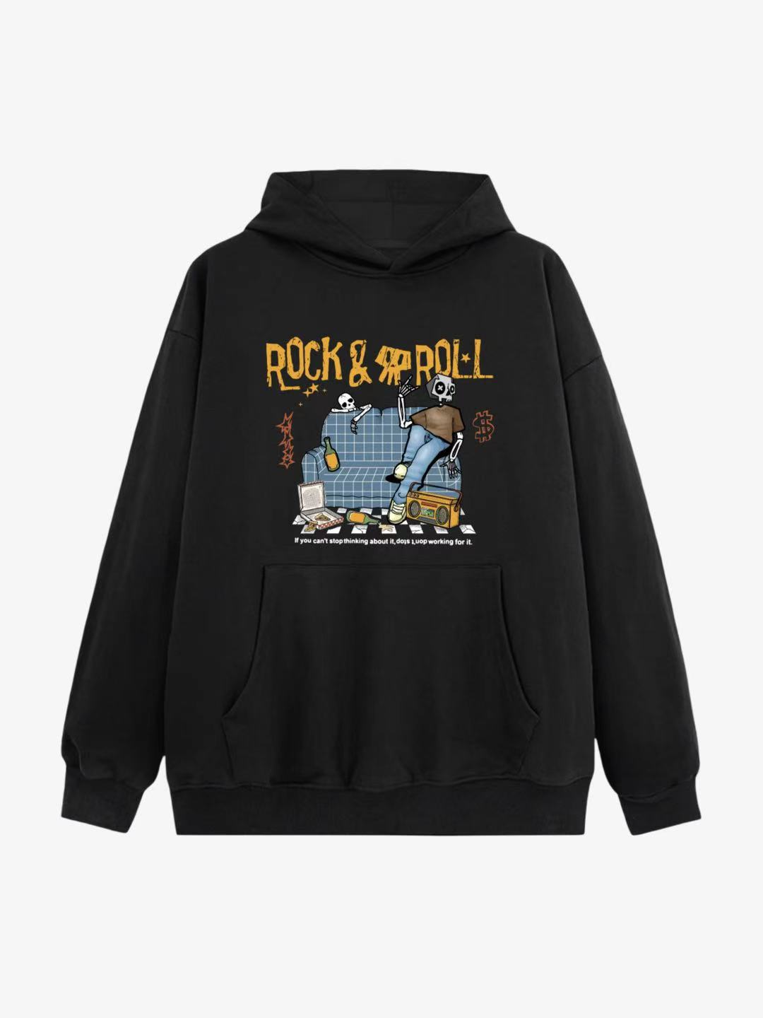 Rock & Roll Skeleton Cotton Hoodie 