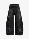 Distressed Black Denim Crop Jacket – Oversized Ripped Cotton Streetwear