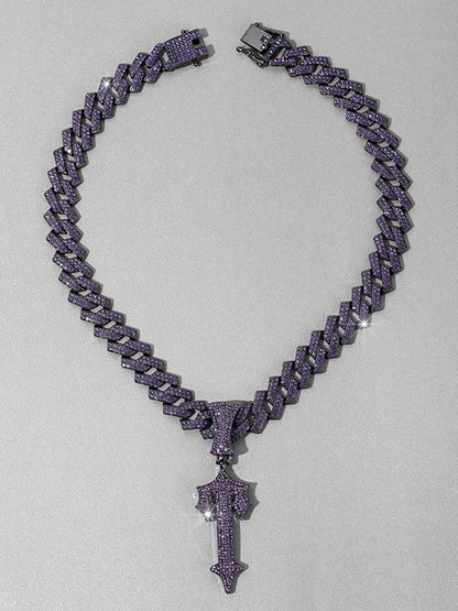 Thesupermade Purple Diamond Cuban Necklace 