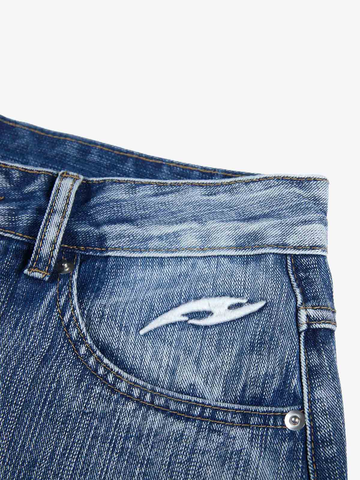 Flag Wing Print Baggy Jeans