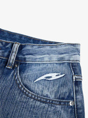 Flag Wing Print Baggy Jeans