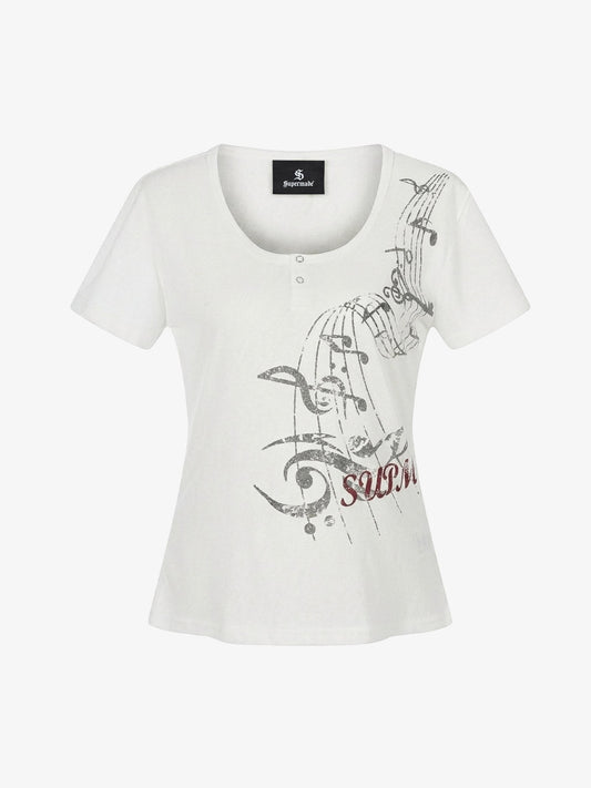 Music Note Graphic Slim Fit Short Sleeve T-Shirt 