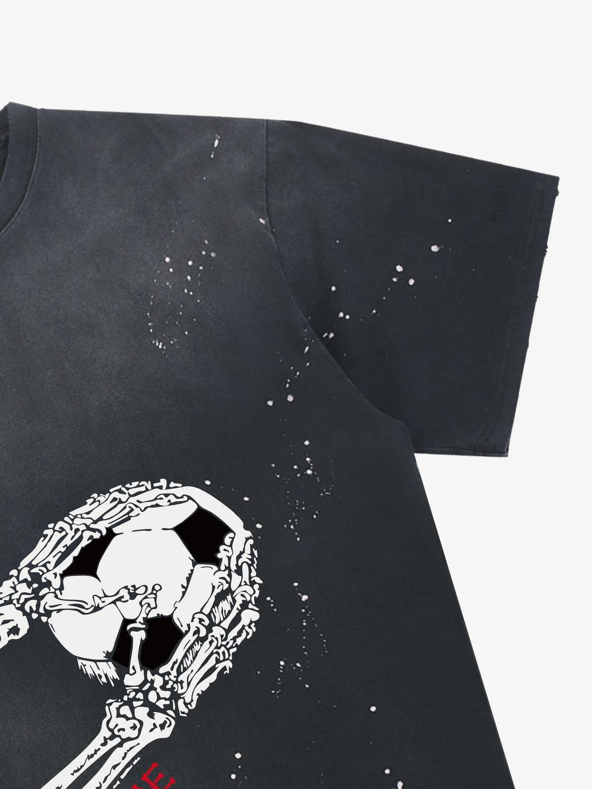 Skull Goalkeeper Splatter Graphic T-Shirt 