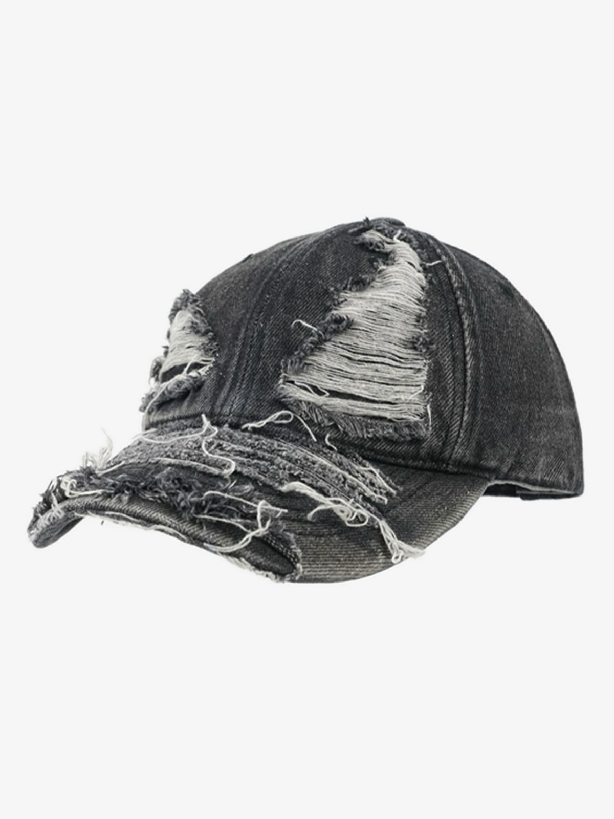 Distressed Denim Baseball Cap for Trendy Looks 