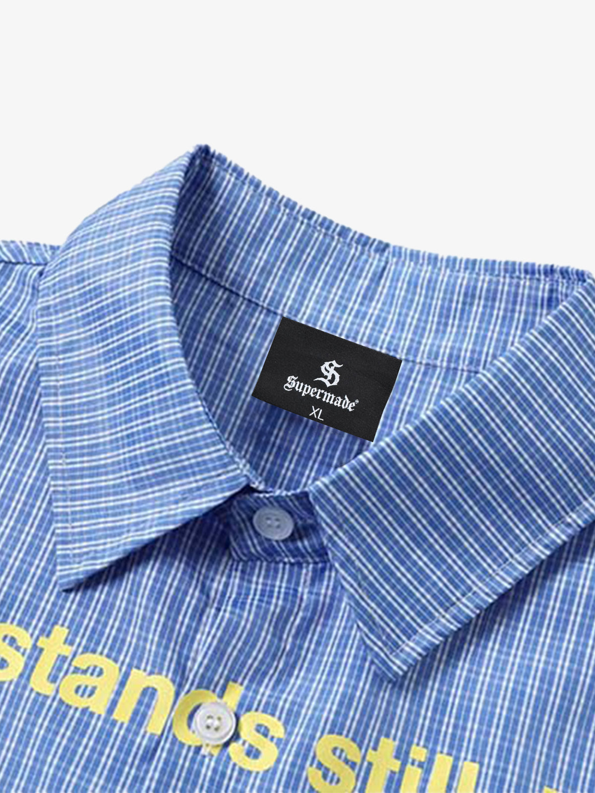Plaid Short-Sleeve Shirt with Letter Print