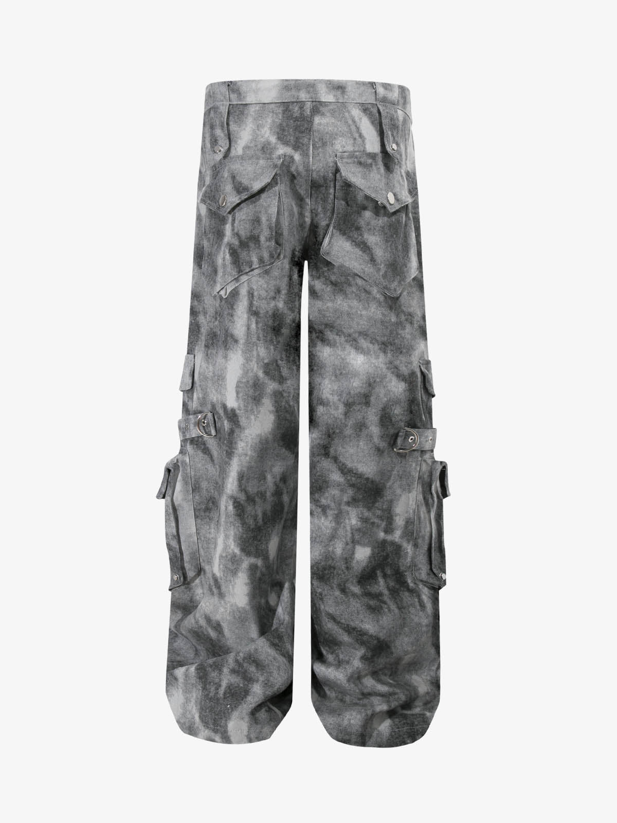 Smoky Dyed Multi-Pocket Tactical Strap Cargo Jeans