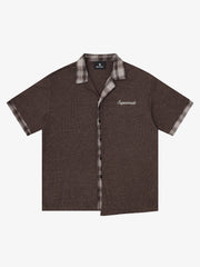 Embroidered Plaid Patchwork Shirt