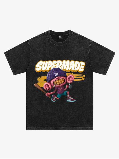 Thesupermade Cartoon Graffiti Baseball Cool Boy T-shirt 