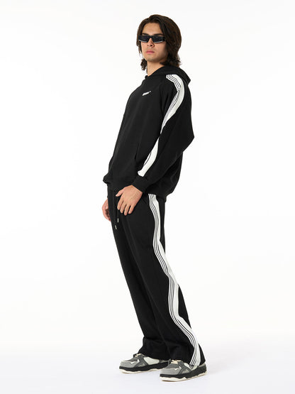 Stylish Black Tracksuit Set with White Stripes for Men 