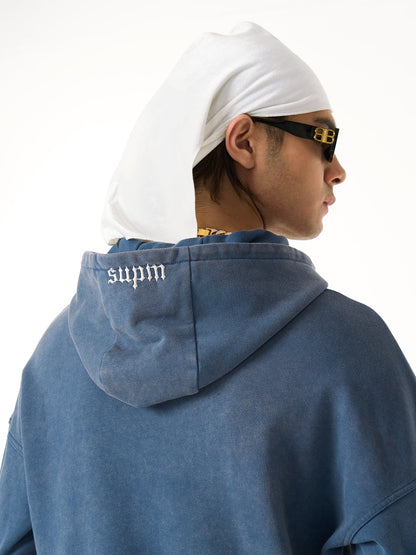 Electronic Exorcist Print of Distressed Hooded Sweatshirt 