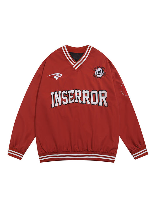 Street V-Neck Baseball-Inspired Sweatshirt 