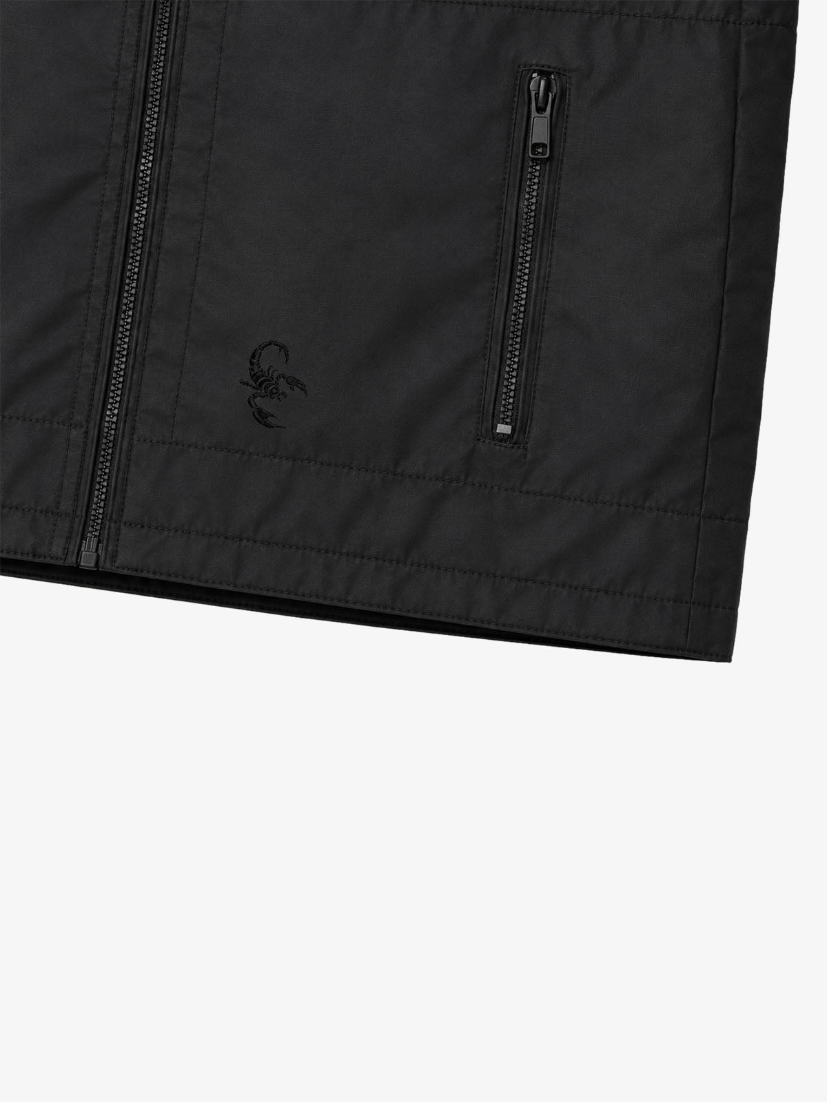Patch Detail Glossy Stand-Collar Biker Jacket