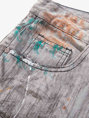 Abstrac Paint-Splattered Panel Jeans 