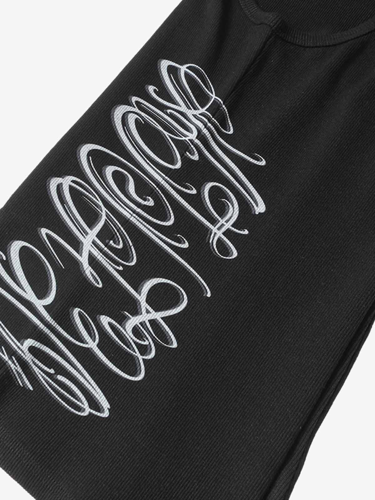 Street Ribbed Slim Fit Printed Vest 