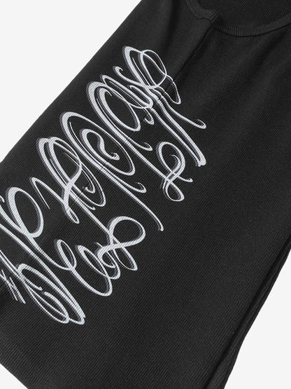 Street Ribbed Slim Fit Printed Vest 