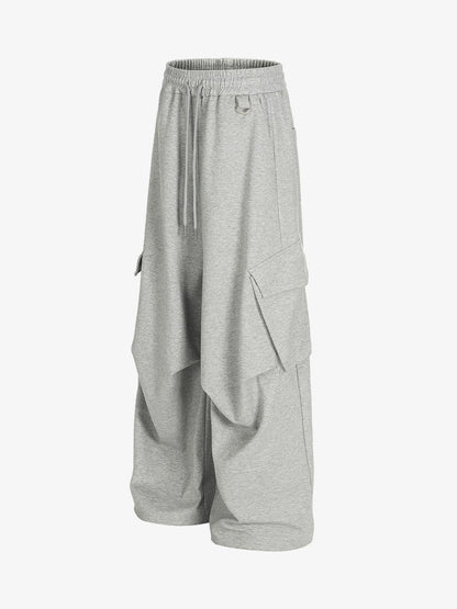 Wrinkled Detail Multi-Pocket Cargo Sweatpants