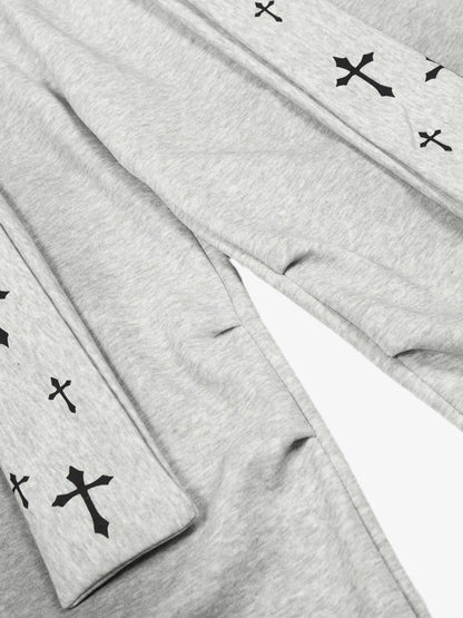 Cross-Printed Wide-Leg Culottes with Elastic Waistband 