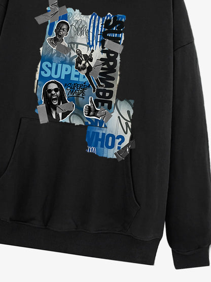 Supermade Graffiti Retro Hip-hop Hooded Sweatshirt 