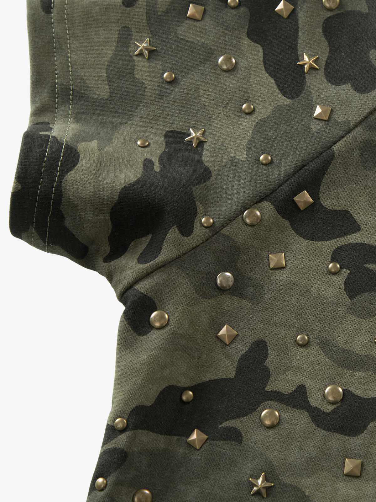 Camo Faux Fur Lounge Set – Gold Star Embellished Shorts & Tee Streetwear Set