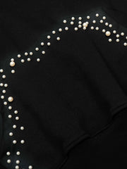 Graffiti Pearl Embellished Cropped Hoodie
