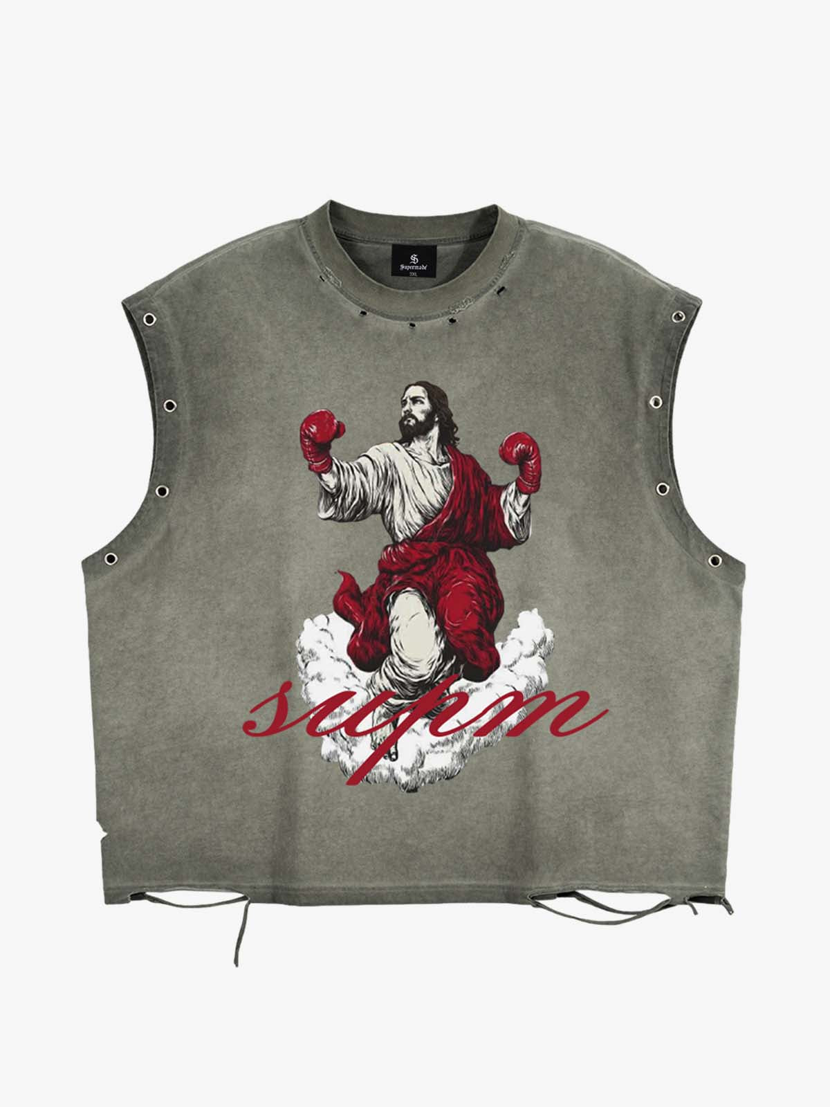 Canotta con grafica di Gesù che fa boxe