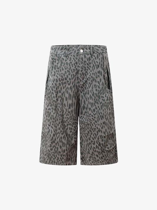 Cotton Leopard Print Bermuda Shorts for Men 