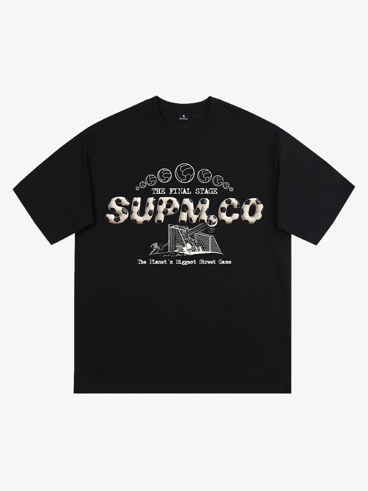 Cotton unisex solid short-sleeved T-shirt with a soccer collage logo and street football element print 