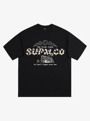 Cotton unisex solid short-sleeved T-shirt with a soccer collage logo and street football element print 