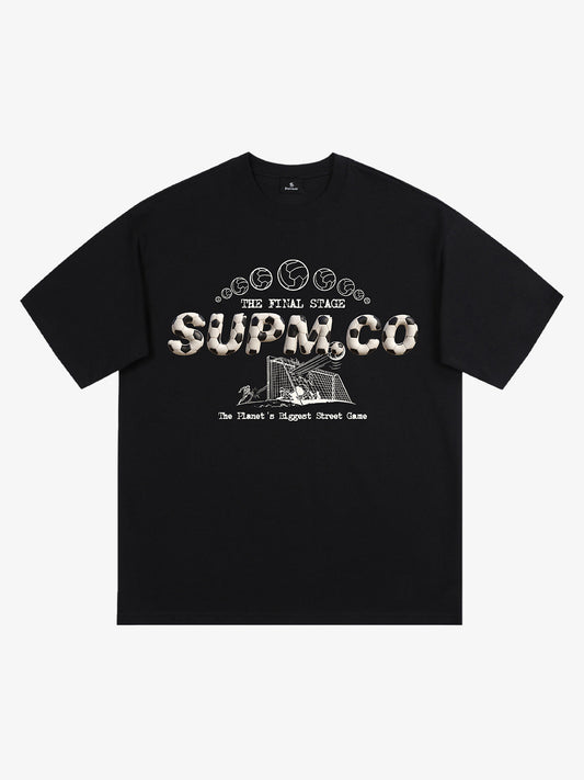 Cotton unisex solid short-sleeved T-shirt with a soccer collage logo and street football element print 