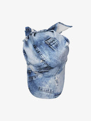 Baseballkappe aus Denim mit Bandana-Grafik und Used-Look