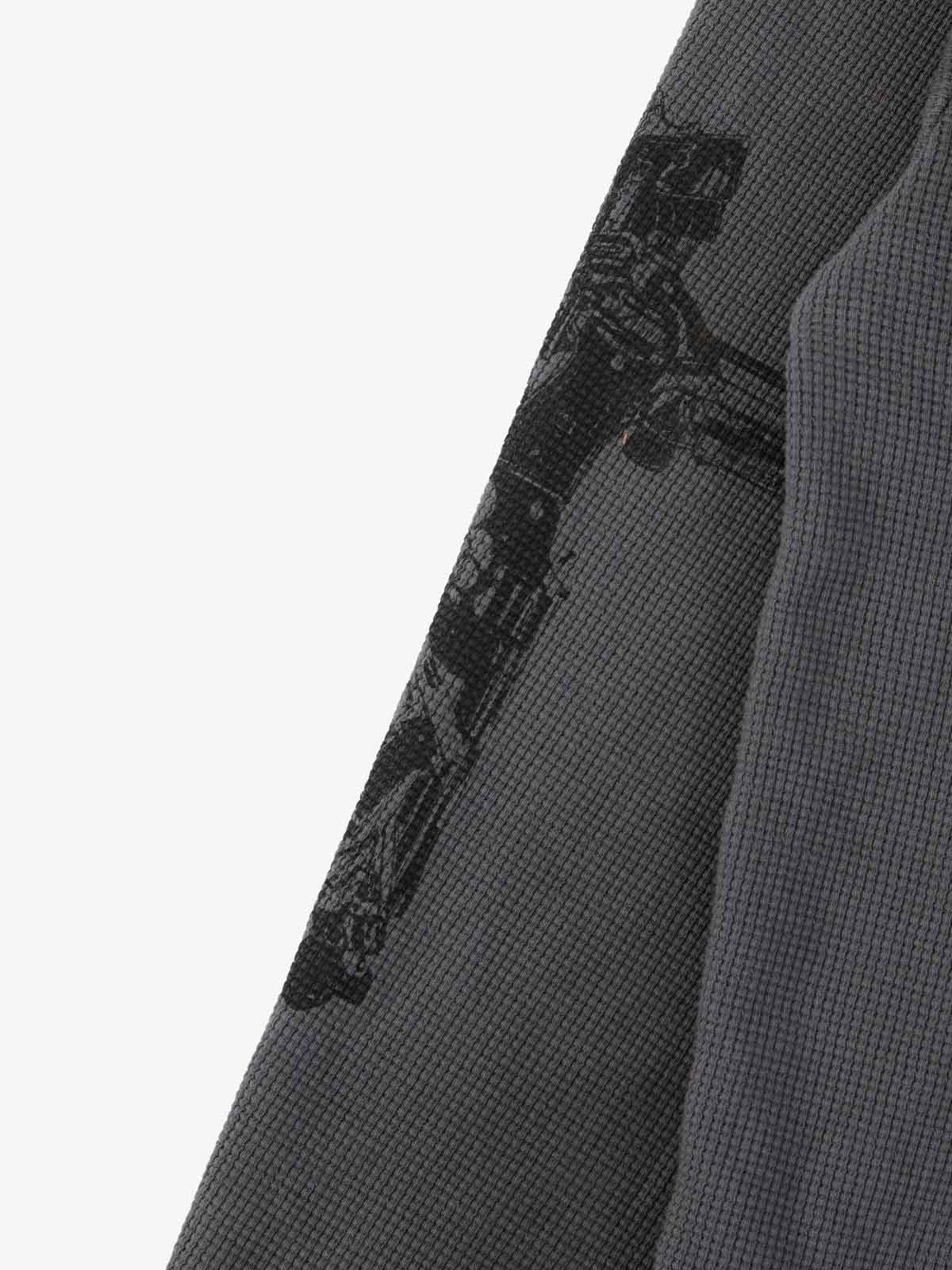 Supermade Waffle-Knit Distressed Gradient Print Long T-Shirt 