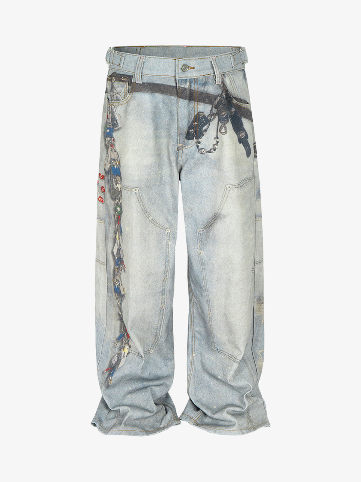 Multi-Keychain Heart Digital Printed Jeans 