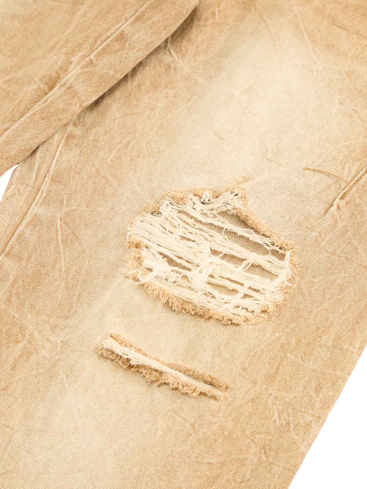Vintage Washed Distressed Straight Jeans
