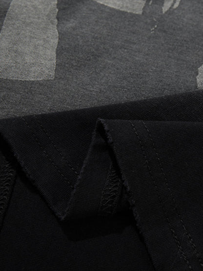 Cotton Oversized Graphic T-Shirt with Punk Rock Print and Vintage Wash Effect 