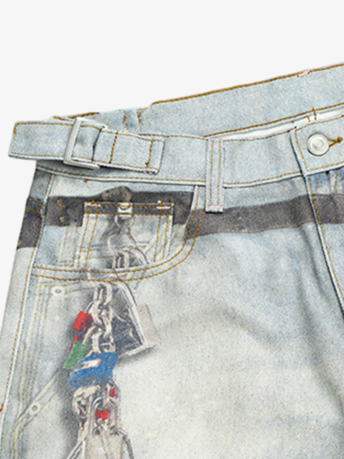 Multi-Keychain Heart Digital Printed Jeans 