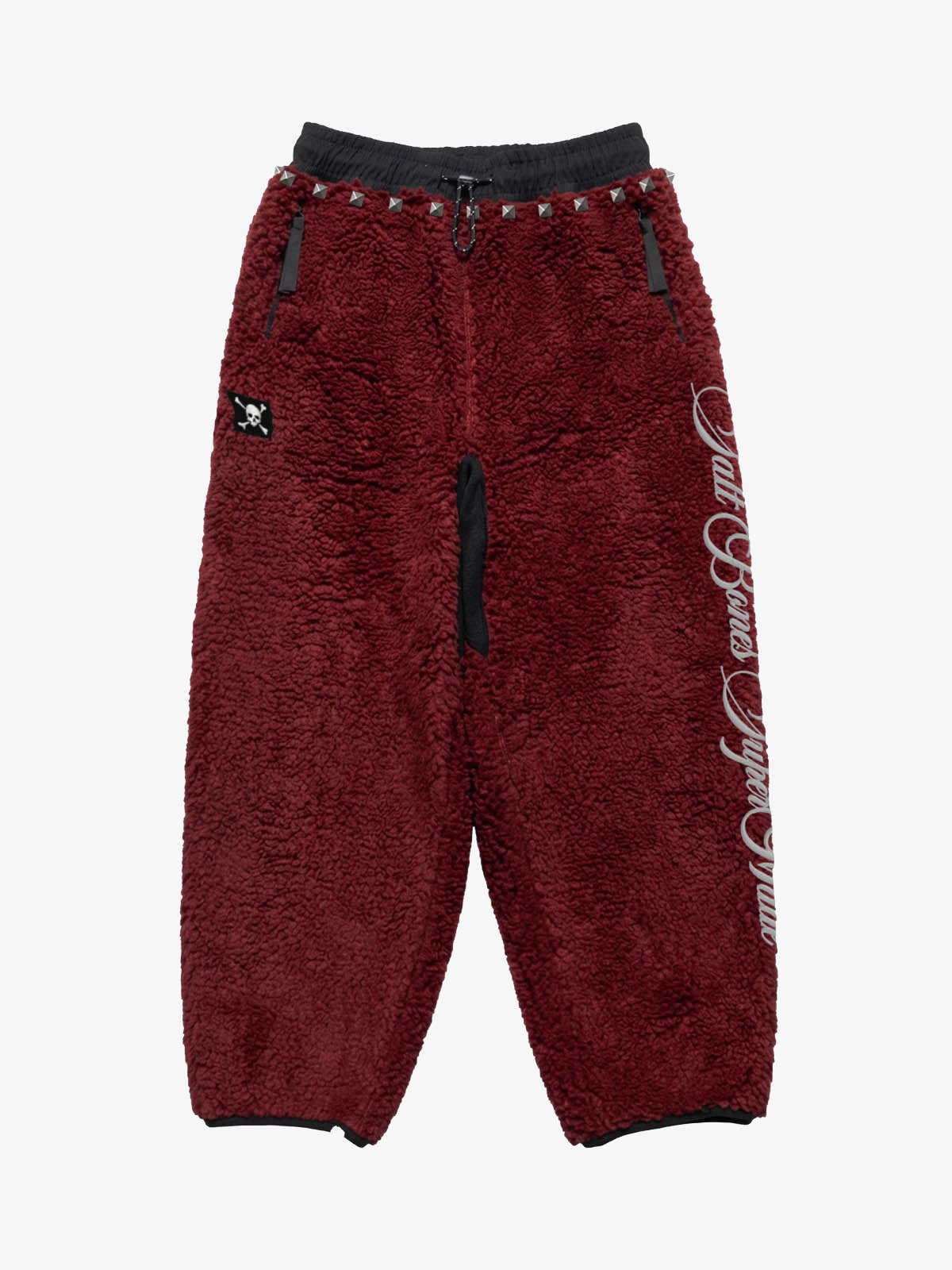 Plush Script Graphic Curved-Leg Pants