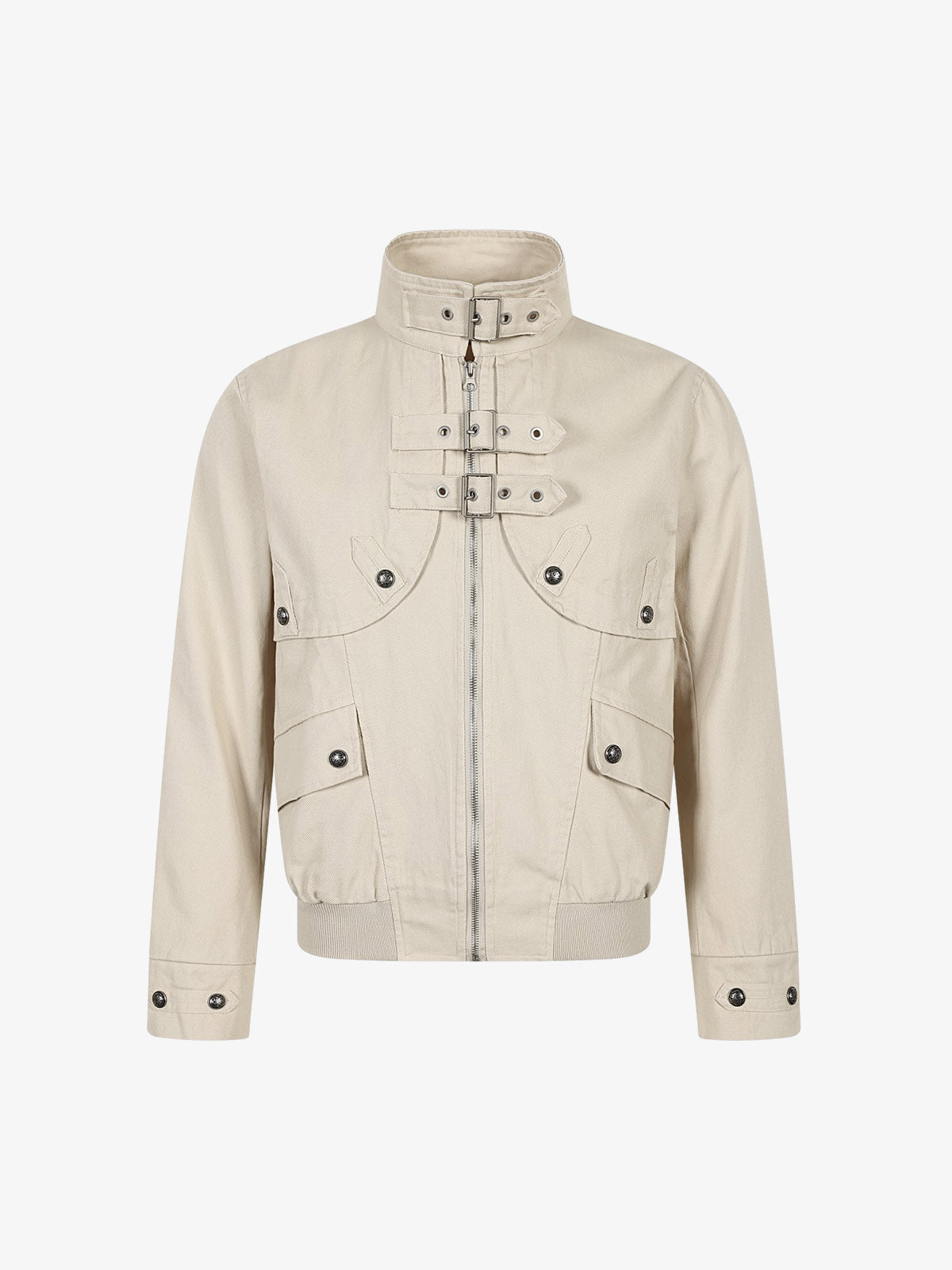 Button-Detail Techwear Work Jacket