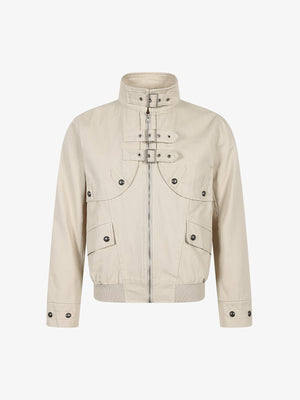 Button-Detail Techwear Work Jacket; Apricot / S, Apricot / M, Apricot / L, Apricot / XL