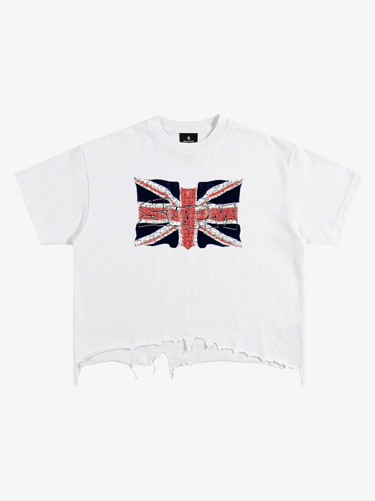 Union Jack Graphic Ripped Layered Tee