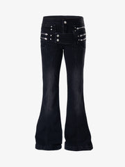 Low Rise Multi-Zip Bootcut Jeans