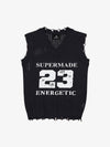 Number Graphic Distressed Mesh Knit Tank Top