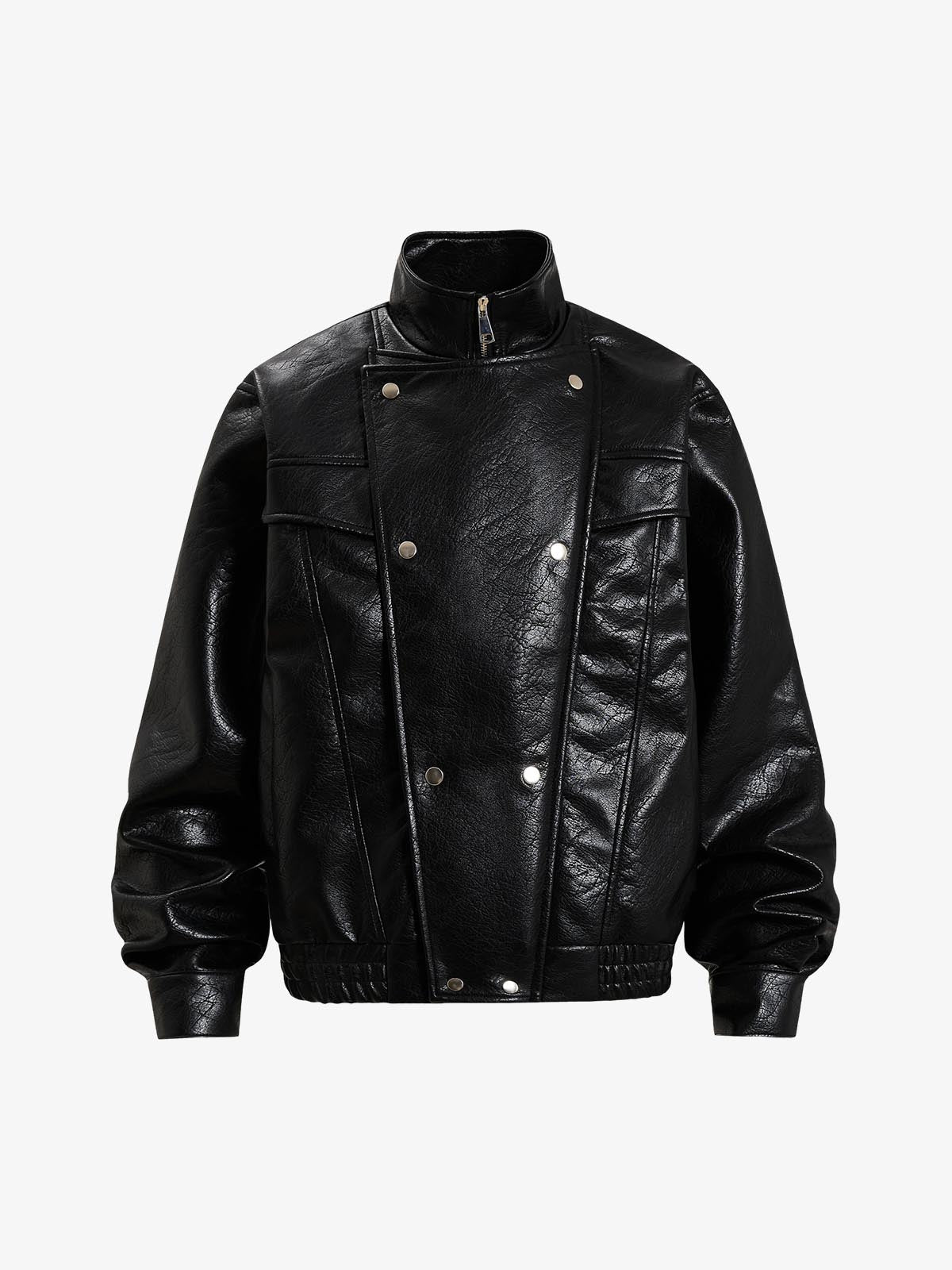 Zipper Studded Structured Biker Jacket