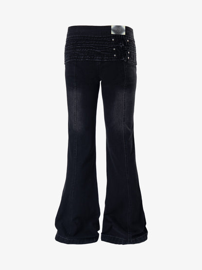 Low Rise Multi-Zip Bootcut Jeans