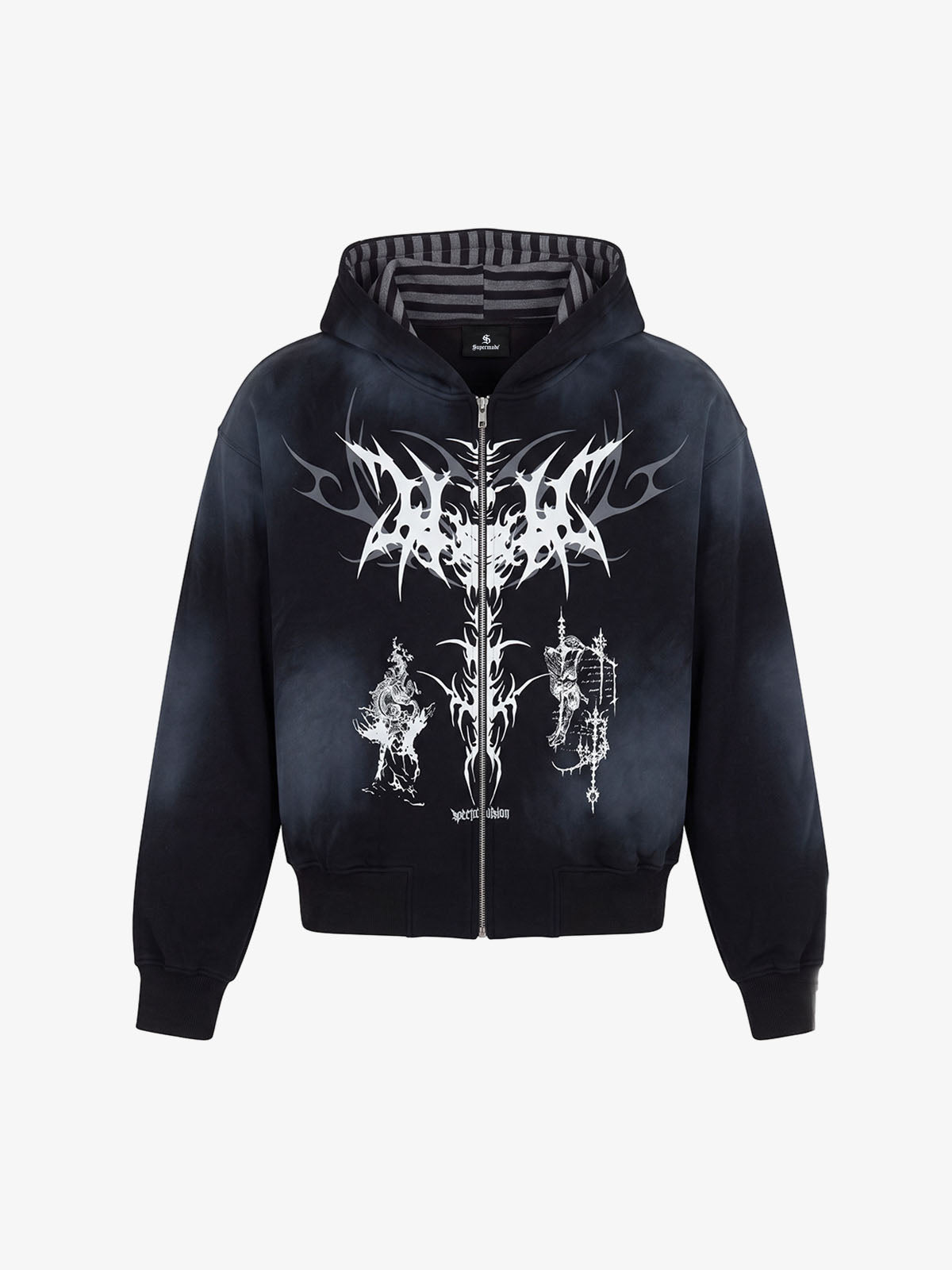 Thorn Portrait Graphic Distressed Gradient Hoodie; Black / S, Black / M, Black / L, Black / XL