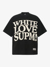 White Oversized Waffle Knit Tee – Love Graphic Relaxed Fit Streetwear