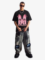 Vintage Pink Leopard Graphic T-Shirt 