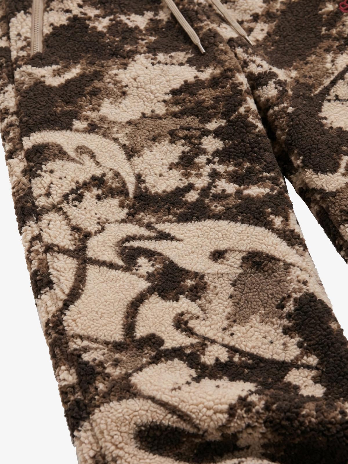 All-Over Print Embroidered Fleece Zip-Up Jacket & Pants Set