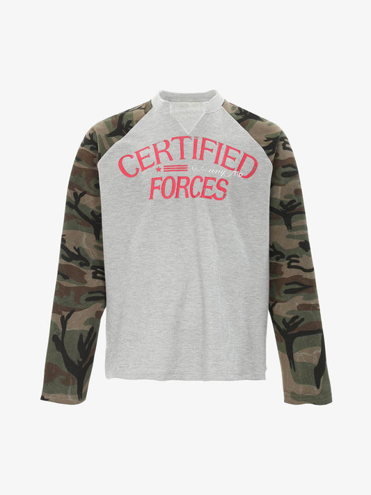 Certified Forces Camo Raglan Long Sleeve Top for Men - Perfect for Casual and Outdoor Activities 