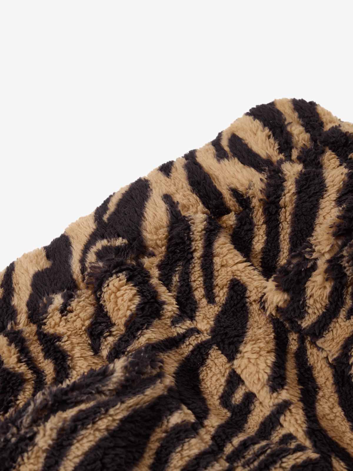 Retro Zebra Print Wide-Leg Lounge Barrel Pants 